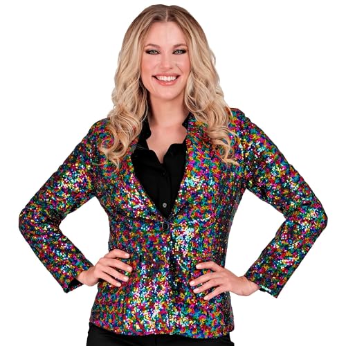 Widmann - Party Fashion Blazer mit Pailletten für Damen, Regenbogen, Disco Fever, Schlagermove, Jackett