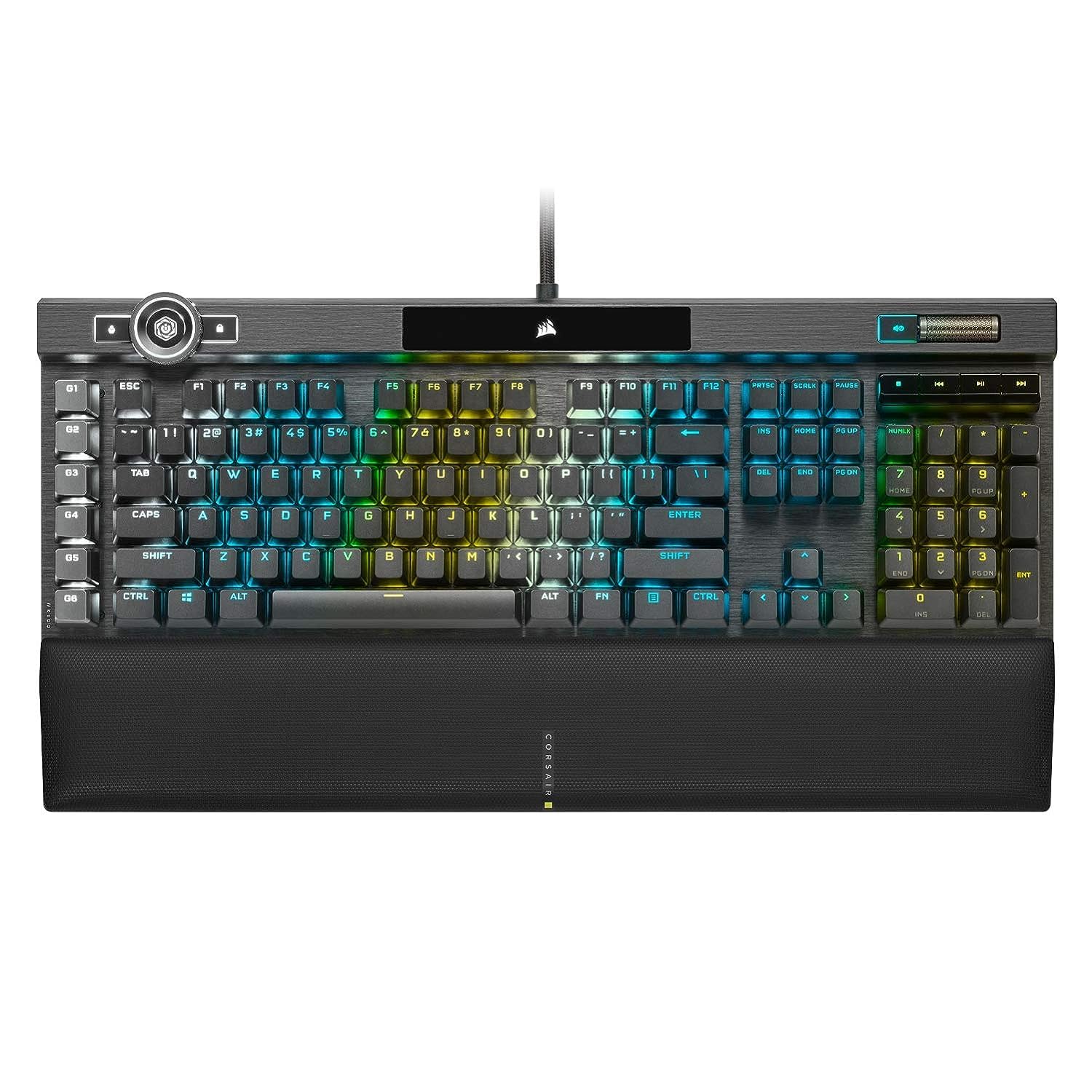 Corsair K100 optische mechanische RGB-Gaming-Tastatur OPX optische mechanische RGB-Tastenschalter - AXON HyperProcessing-Technologie für 4X schnelleren Durchsatz - Englische Tastatur