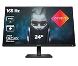 HP OMEN 24 Gaming Monitor - 24 Zoll Bildschirm, FHD Display, 165Hz, AMD FreeSync Premium, 1 ms Reaktionszeit, 2x HDMI 2.0, Display Port 1.4, Audioausgang, schwarz