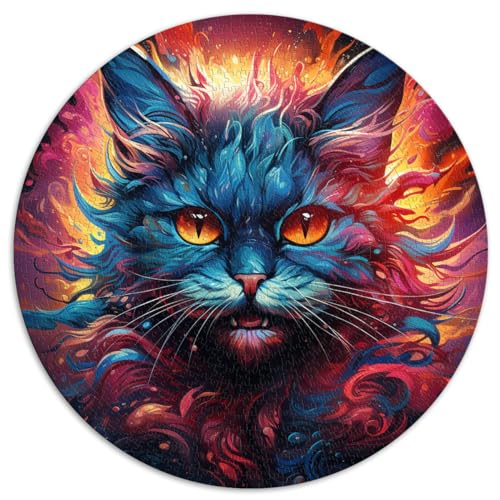 Puzzles Blaue Neonkatze Puzzle 1000 Teile für Erwachsene 67,5x67,5cm Lernpuzzle Spaß für Zuhause Aktivitäten, Geburtstagsgeschenk, Reisegeschenke,