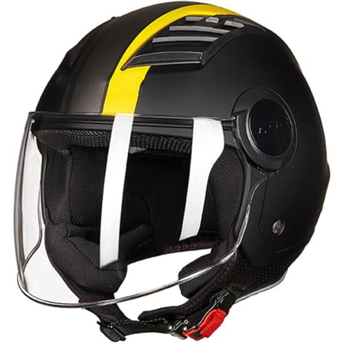 BYFHHHH Halbhelme Jet-Motorradhelm, ECE-Zertifizierter Rollerhelm, Vintage Brain-Cap-Offener Helm Mit Visier, Halbschalenhelm Für Damen Und Herren B,XXL=60~61CM