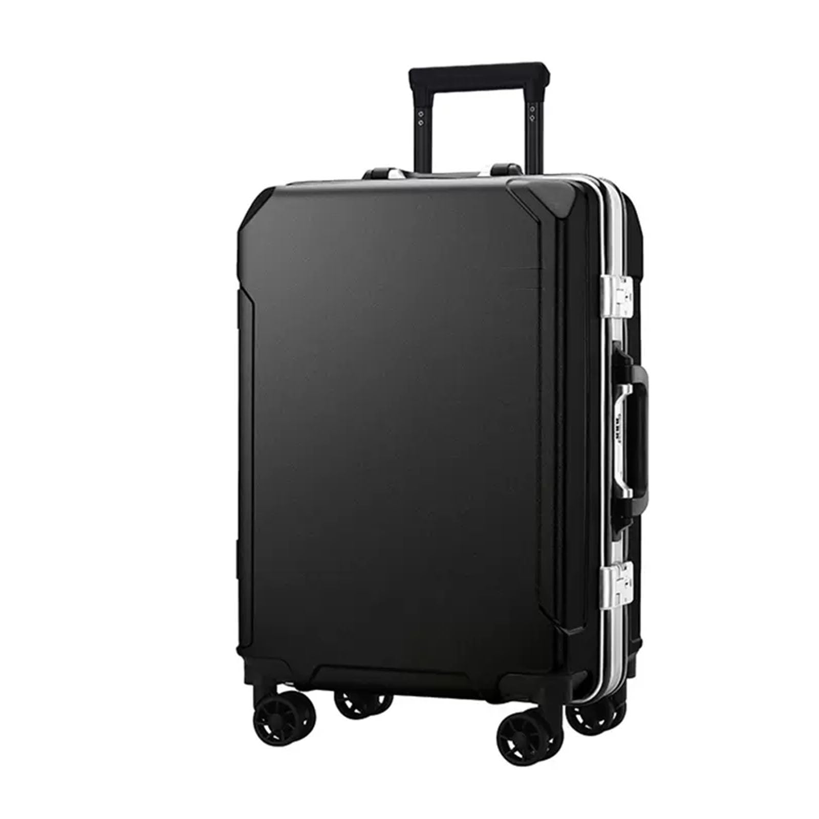 KJZQXYX Koffergepäck mit Spinnerrädern, Trolley-Koffer mit Aluminiumrahmen, zwei USB-Ladeanschlüssen, TSA-Zahlenschloss (black 20 in)