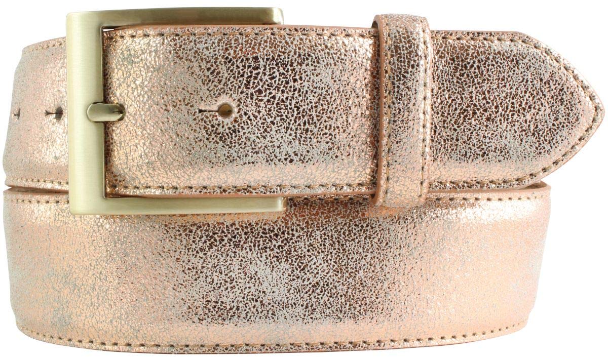 BELTINGER Goldener Gürtel in Metall-Optik 4 cm | Leder-Gürtel Metallic-Look 40mm | Metall-Ledergürtel in Gold | Roségold 95cm