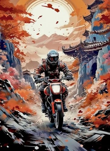 HfmQuisutron Jigsaw Puzzle 1000 Teile Spiel Abstrakte Farbe Motorrad Kunst Poster Holzpuzzle Poster Holz Für Erwachsene Kinder Spiele Lernspielzeug Df158Zq