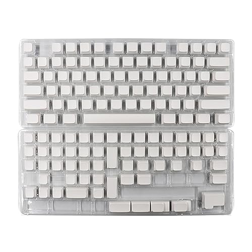 Qsvbeeqj PBT-Tastenkappen, 134 Tasten, Weiß, Farbstoffsubbed Keycap für 108, 104, 100, 980, 96, 87, 84, 75, 68, 64, 61, Layouts