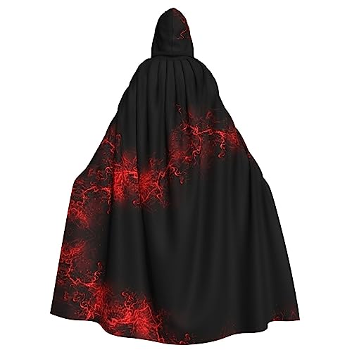 WURTON Explosion Burst Karnevals-Umhang mit Kapuze, Unisex, Cosplay-Kostüme, Umhang für Erwachsene, 185 cm, Rot / Schwarz