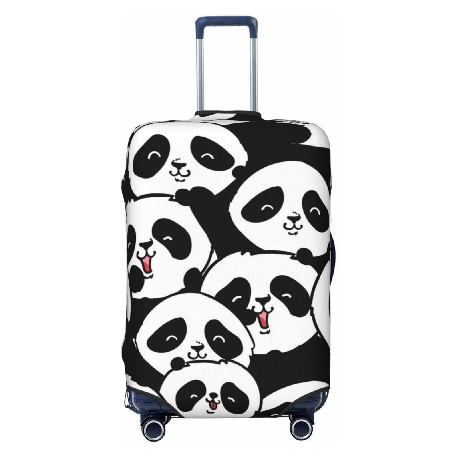 Miniks Reisegepäckhülle mit niedlichem Cartoon-Panda-Motiv, strapazierfähig, passend für 45,7 - 81,3 cm große Gepäckstücke, Größe XL, Schwarz, X-Large