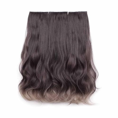 3 Stück, Damenperückenteile, natürliches, flauschiges, volumenverstärkendes langes lockiges Haar 55 cm/21,6 Zoll Schwarzbraun