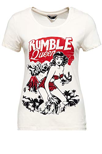 Queen Kerosin Damen T-Shirt Vintage Look Rumble Queen Rundhals Kurzarm Slim Fit Rumble Queen