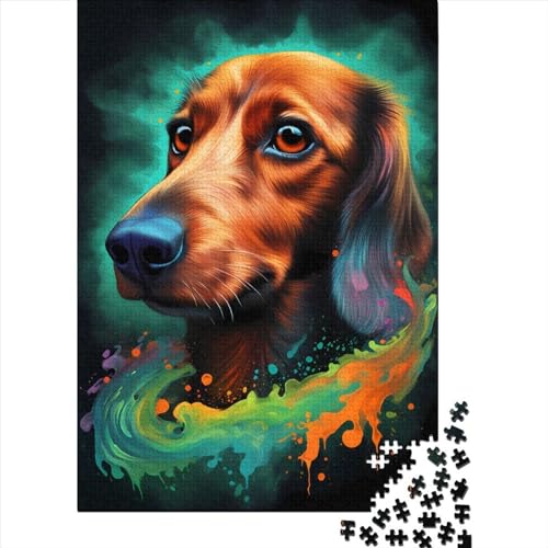 Dackel-Hund, traumhaftes Holzpuzzle für Erwachsene, 1000-teiliges Puzzle für Erwachsene, Lernspiel, Herausforderungsspielzeug (75 x 40 cm)