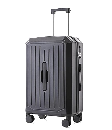 Koffer Trolley Reisekoffer Wiederaufladbare Koffer Mit Getränkehalter, Koffer Mit Rollen, Anti-Fall-Gepäck Koffer Gepäck Rollkoffer (Color : Black, Size : 24 in)