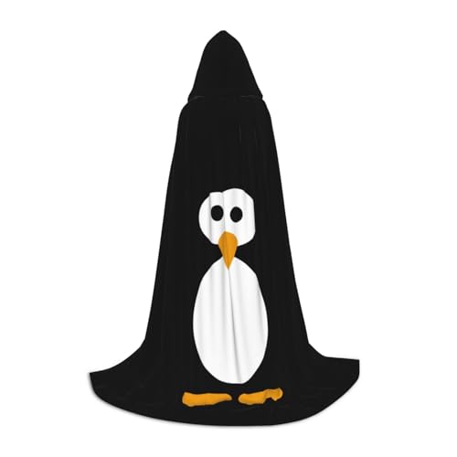 WURTON Halloween-Kapuzenumhang mit süßem Pinguin-Druck, Unisex, Gothic-Umhang für Cosplay-Festlichkeiten