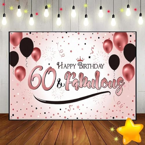 Alles Gute zum 60. Geburtstag Dekoration Banner Banner Vinyl Foto Spiel Dekoration Prinz Mädchen Banner Rot 240X180cm