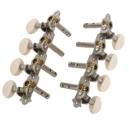 Strings Tuning Pegs Mechaniken Für Gitarre Maschine Silber Stimmstifte Stimmschlüssel mit weißen Perlenknöpfen 4L + 4R für Mandoline