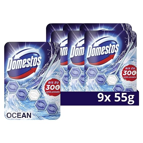 Domestos Power 5 WC Stein Ocean WC Reiniger volle Power bis zu 300 Spülungen 9x 55g