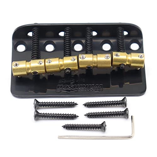 1Set Guitar Bridge 4 String Bass Bridge Messing Sattelstahlplatte Präzision Gitarrebrücke(1set Black)