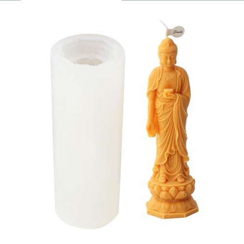 CYILPR Kerzenformen, 3D-Buddha-Kerzenform für Kerzen, Gips, Ornamente, Heimdekoration, religiöses Thema, Kerzenform, antihaftbeschichtet, leicht zu entformen