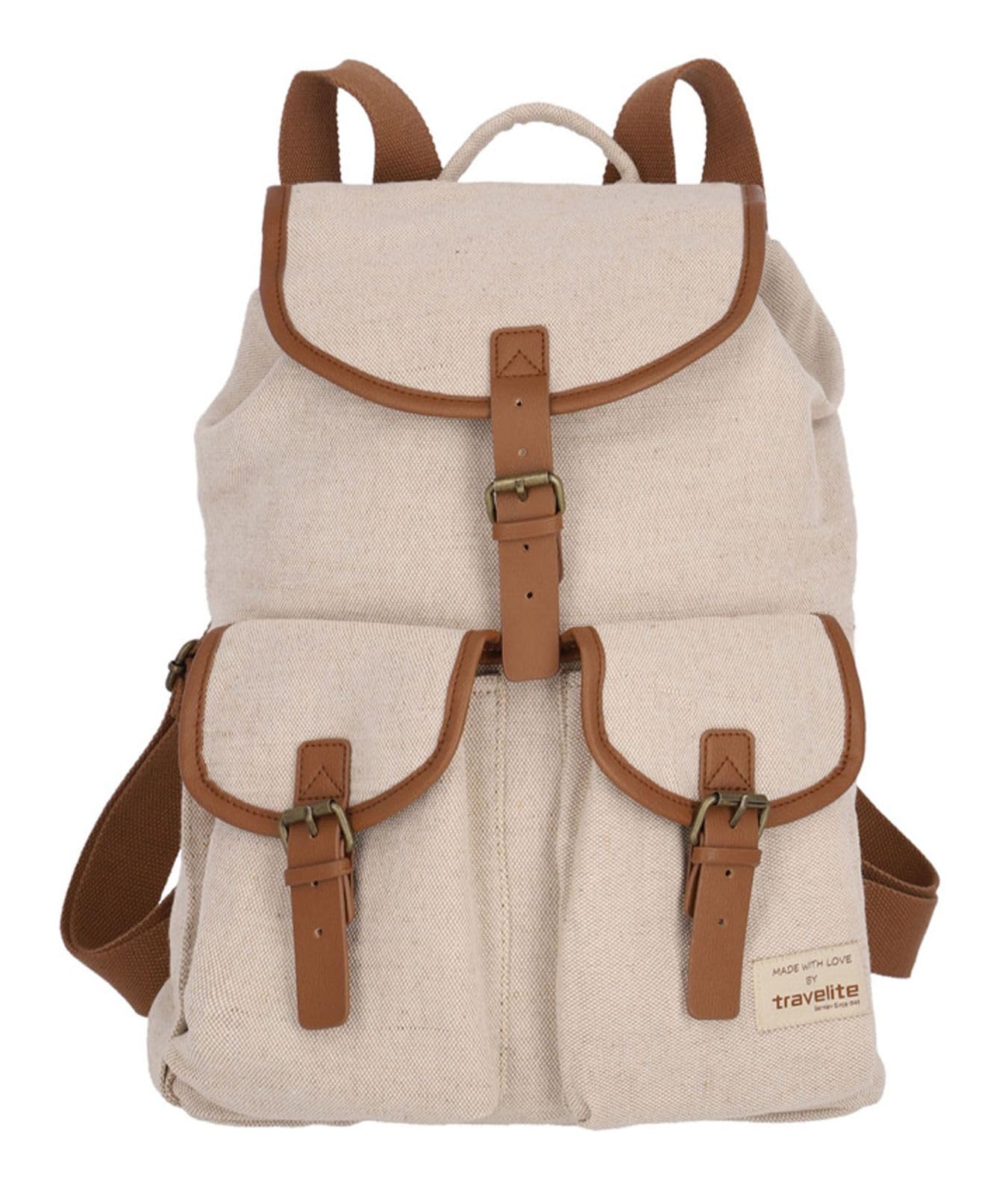 Travelite HEMPLINE Clap Backpack, beige, Unisex-Erwachsene Rucksack, Beige,