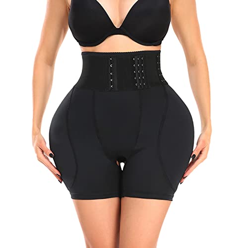 BANLUX Damen Po Push Up Unterhose - Damen Butt Lifter Shapewear Hip Enhancer Shorts Mit Haken Hohe Taille Body Shaper Pad Panties Booty Waist Trainer Control,Schwarz,4XL