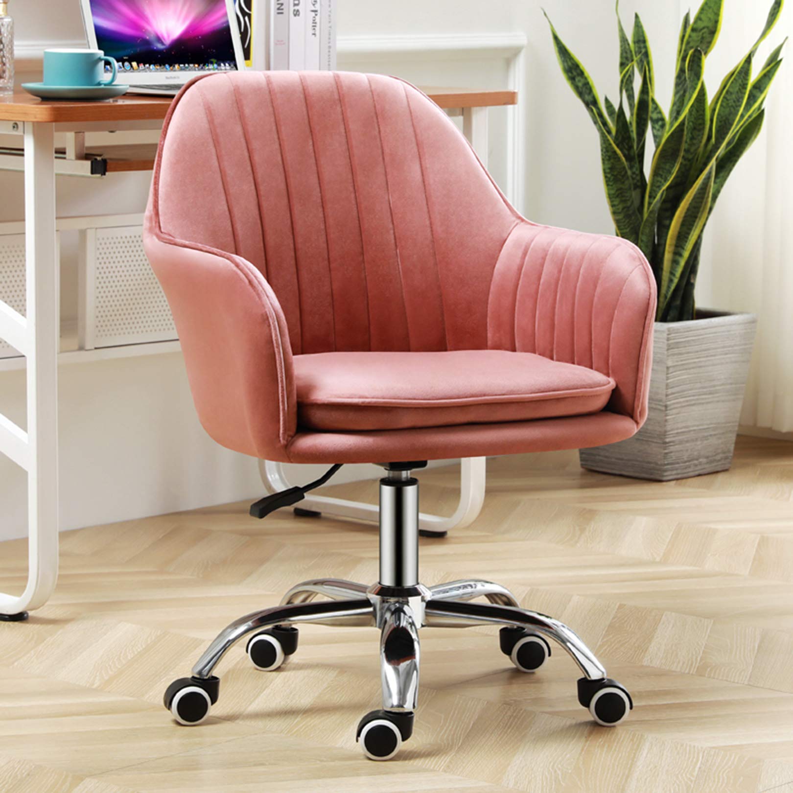 Drehbarer Schreibtischstuhl mit mittelhoher Rückenlehne, Computerstuhl, ergonomischer Home-Office-Stuhl, Drehstuhl aus Samt mit Hebeverstellung, Schminkstuhl für das Wohnzimmer im Home-Office für de