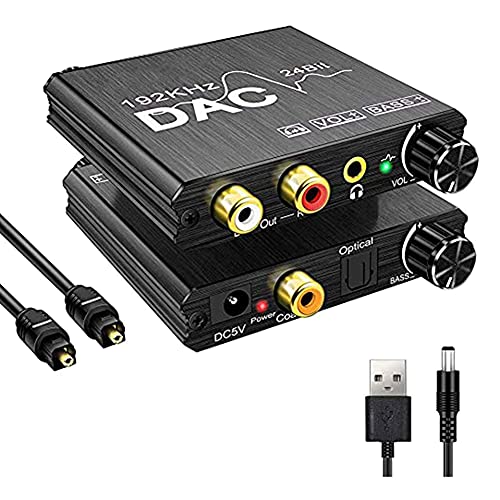 Potadak 192Khz Digital zu Analog Audio Konverter mit - und Lautstärke Anpassung,Digital Spdif/Optisch/Koaxial zu Analog Stereo