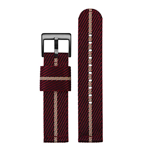 SCRUBY Mode gewebter Nylon Uhrenband für Omega Seahorse 300 Leinwand verdickte Sportgurt 18mm 20 mm 22 mm 24 mm(Red beige black,22mm)