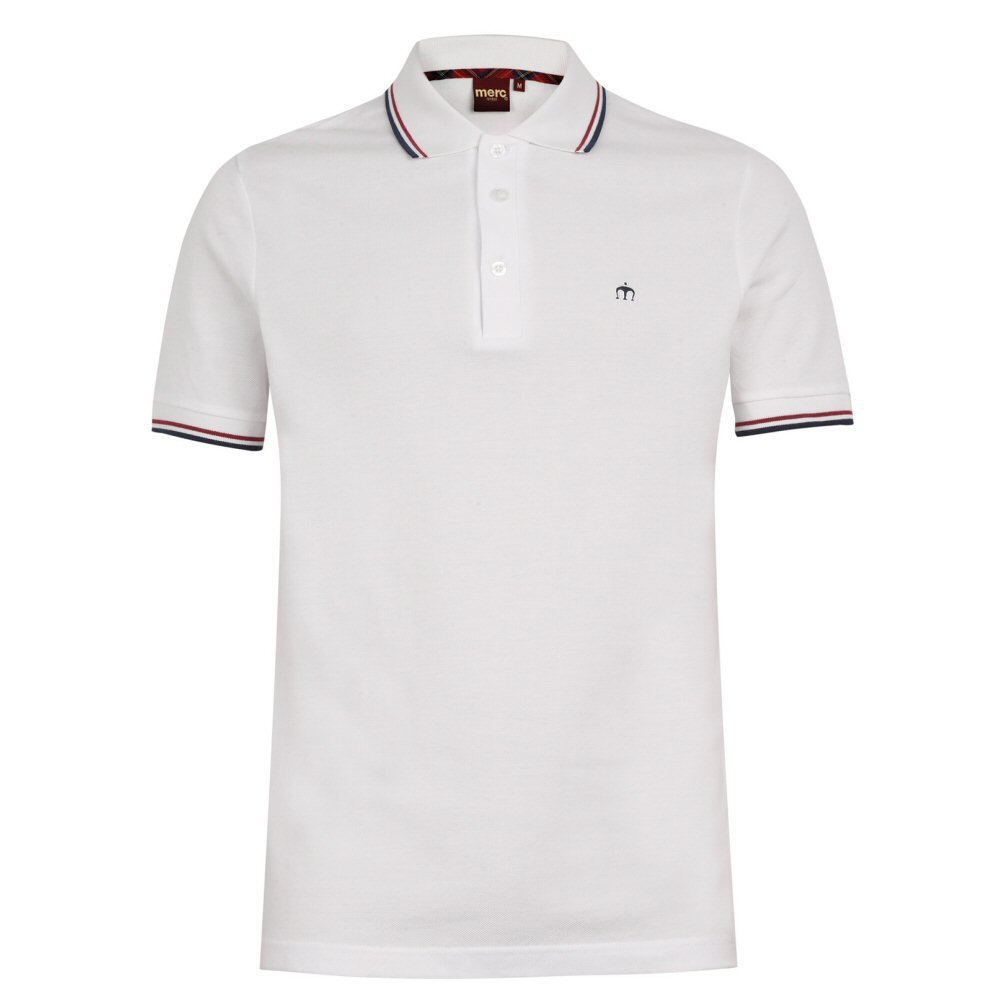 Merc London Herren Card Polo Shirt mit Kragen Weiß XL