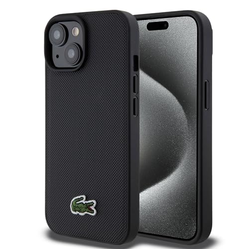 Lacoste LCHMP15SPVCK Hülle für iPhone 15/14 / 13 6.1" Schwarz hardcase Iconic Petit Pique