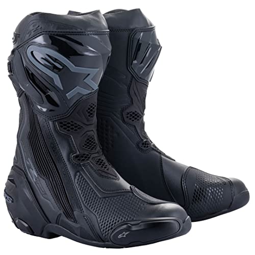 Alpinestars Racing Motorradstiefel Supertech R Boots 2021 mit Sicherheits-Innenstiefel, BLACK, 44 EU