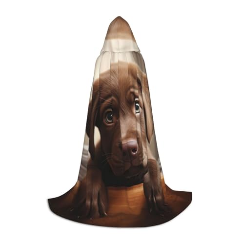 WURTON Kapuzenumhang mit süßem Labrador-Motiv, 1 Druck, Halloween, Renaissance, Gothic, Umhang für Cosplay, Kapuzenumhang, Unisex