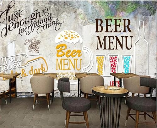 tyujlkjddlf Tapete Wandbild 3D Benutzerdefinierte Graffiti-Zementwand, Gebratenes Huhn, Bier, Restaurant, Grillladen, Hintergrundwand-300Cmx210Cm