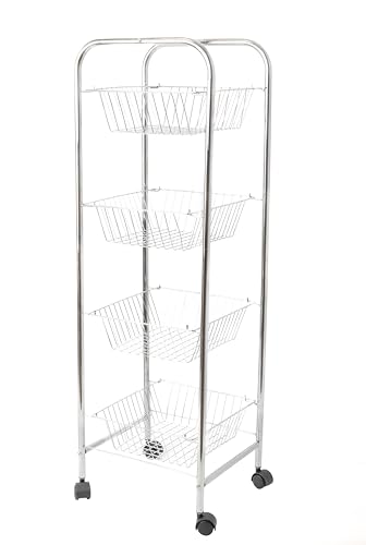 KitchenCraft Trolley 4-Etagen 87x26x25cm verchromt in Silber, Metall, 25 x 25 cm