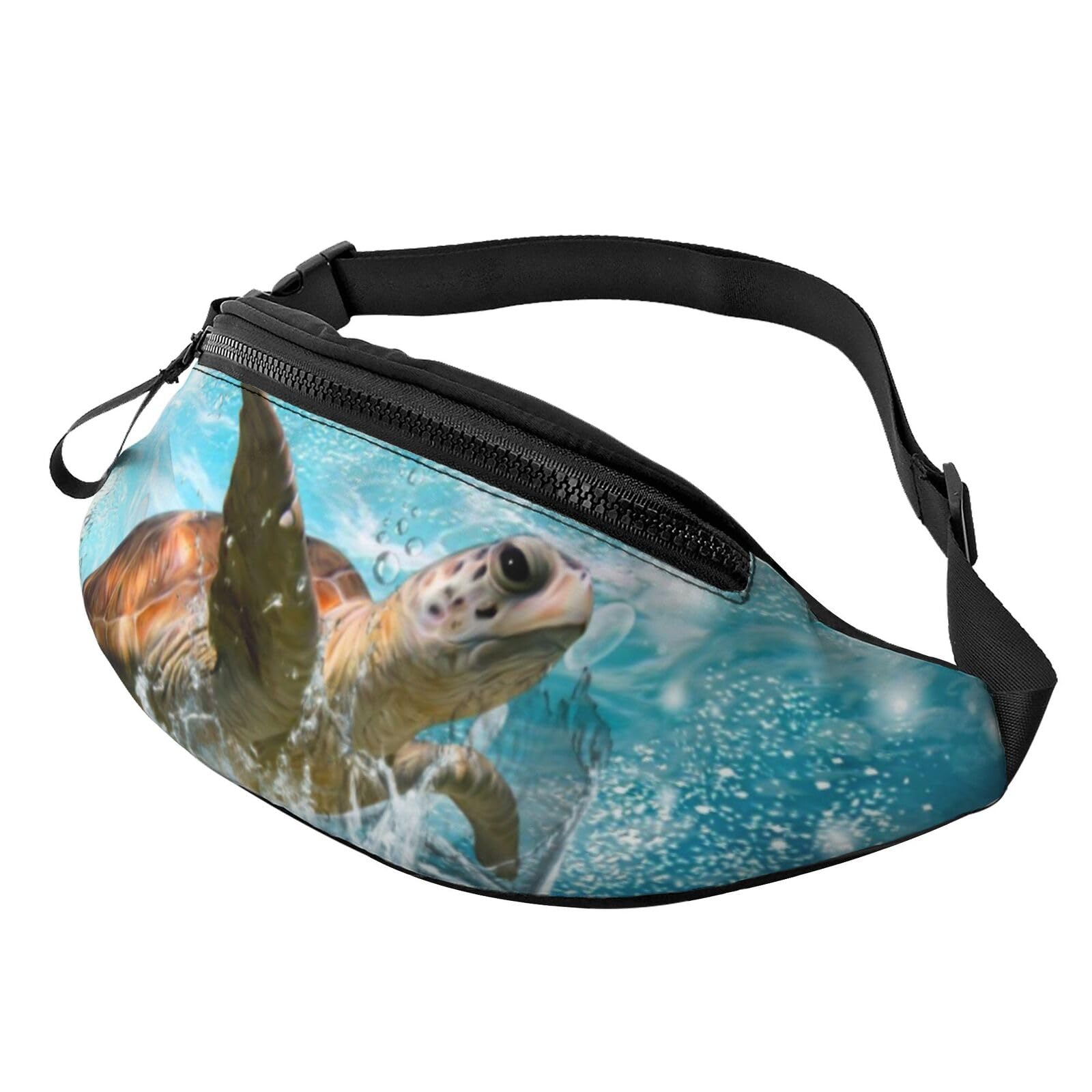 HSJFS 3D-Wand-Gürteltasche, Unterwasserwelt, Fisch-Druck, verstellbare Hüfttasche, lässige Brusttasche, Meeresschildkröte, Einheitsgröße