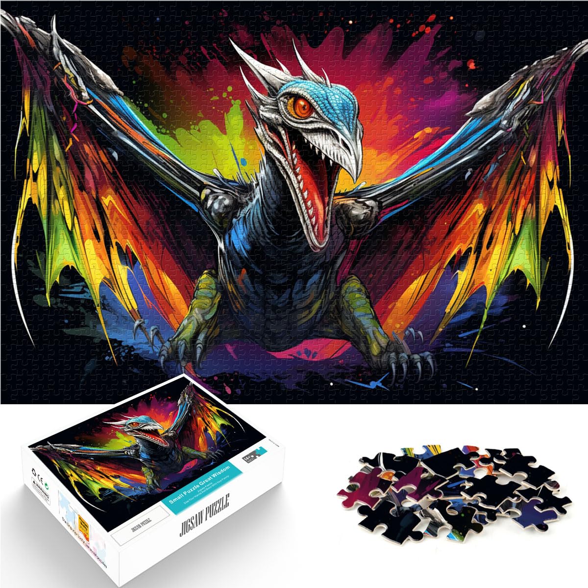 Puzzles Brutaler Flugsaurier, 1000 Teile, Holzpuzzle, Familienspiel, Stressabbau, schwieriges Herausforderungspuzzle, 1000 Teile (50 x 75 cm)