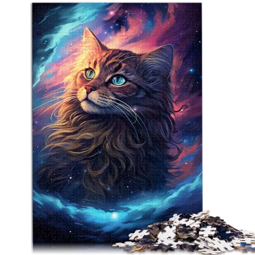 Puzzles Buntes psychedelisches Katzenpuzzle mit 1000 Teilen für Erwachsene. Das Holzpuzzle eignet ganze Familie und ist mit 1000 Teilen (50 x 75 cm)