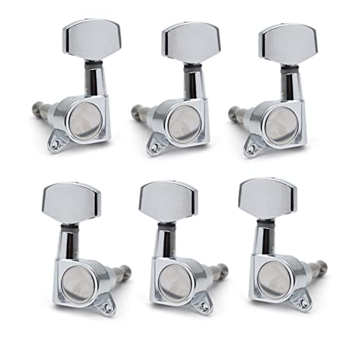 ALFAAL Große Quadratische Versiegelte Gitarren-Tuning-Pegs-Tasten Tuner-Maschinenköpfe Für E-Gitarre Schwarz/Gold/Chrome (Color : Chrome 3R3L)