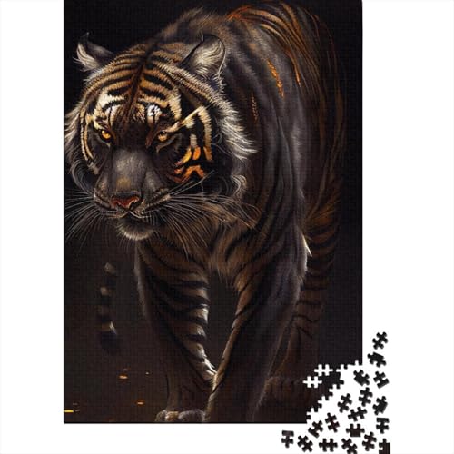 Gold Tigers Holzpuzzle für Erwachsene, 500 Teile, für Erwachsene, schwierige Puzzles, Familienspiele, Weihnachts- und Geburtstagsgeschenke (Größe 52x38cm)