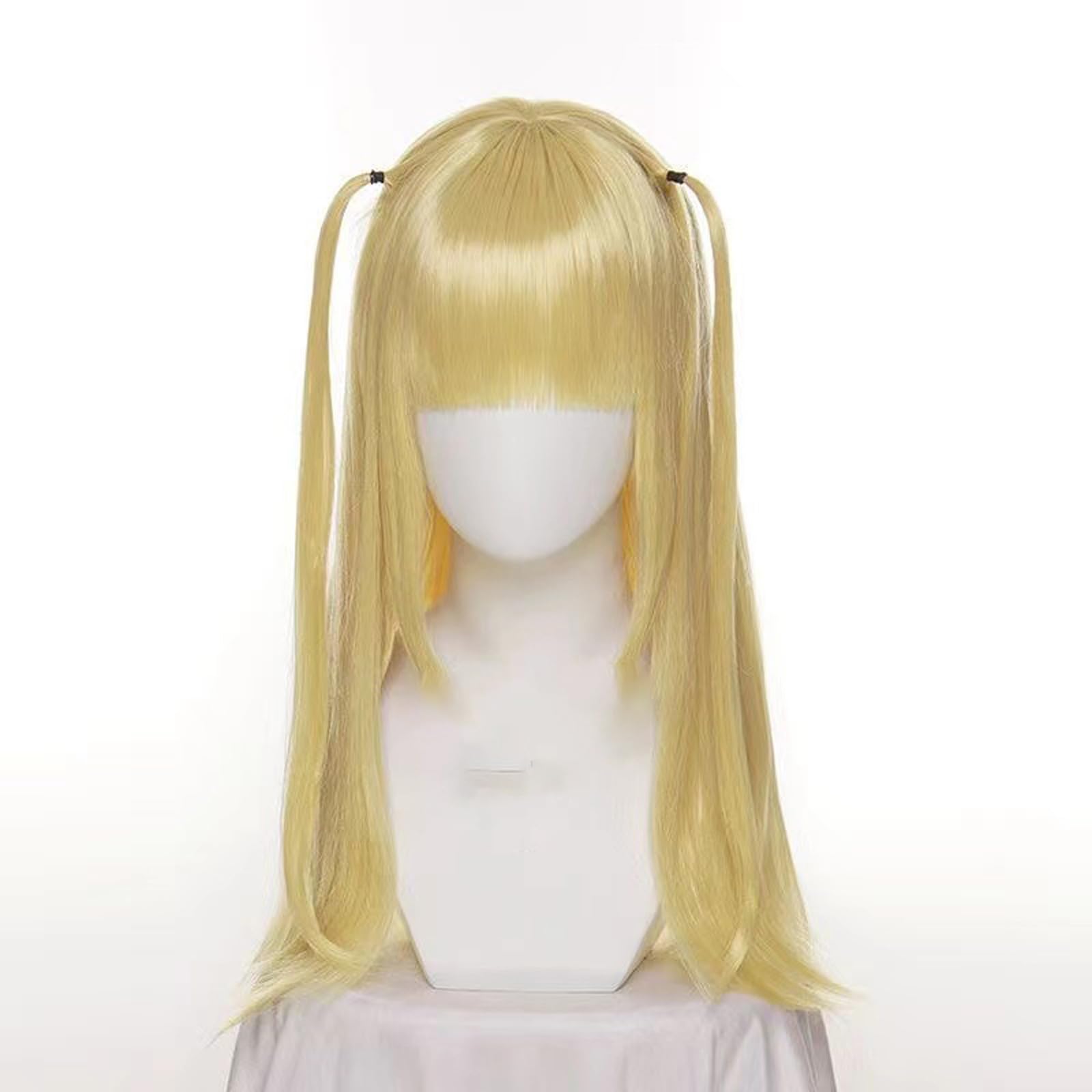 WCCNKK Anime Cosplay Perücke, DEATH NOTE Misamisa Perücke, Blonde Perücke Mit Doppeltem Pferdeschwanz, Mit Perückenkappe,Für Party Alltag Halloween Perücke Cosplay, Anime-Geschenk