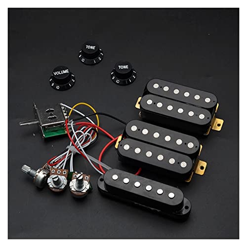 ZENGXUE 5 Satz Humbucker-Pickup-E-Gitarre-Pickguard-geladene Pickguard Vorverdrahtete Pickups Für Schwarz/Weiß Humbucker Tonabnehmer Set (Color : Black 5 Set)