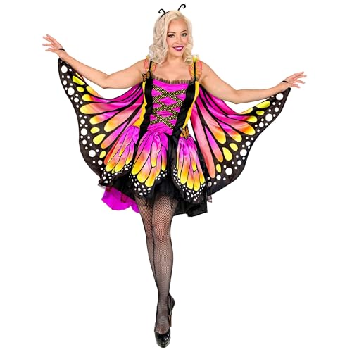 Widmann - Kostüm Schmetterling, Kleid mit Tutu, Flügel und Antennen, für Damen, Tier, Falter, Karneval, Mottoparty