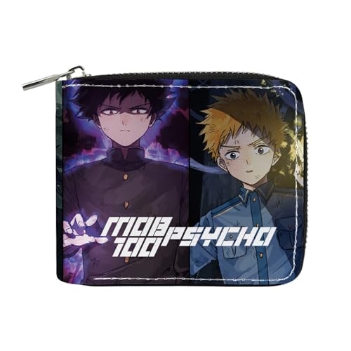 RYNDEX M-ob Psyc-ho 100 Geldtasche Anime, Spaß Süß Kawaii Kartenetui mit Münzfach, Kindergeldbörse für Ausweis Banknote Münze Foto(Color:Multicolor 15)