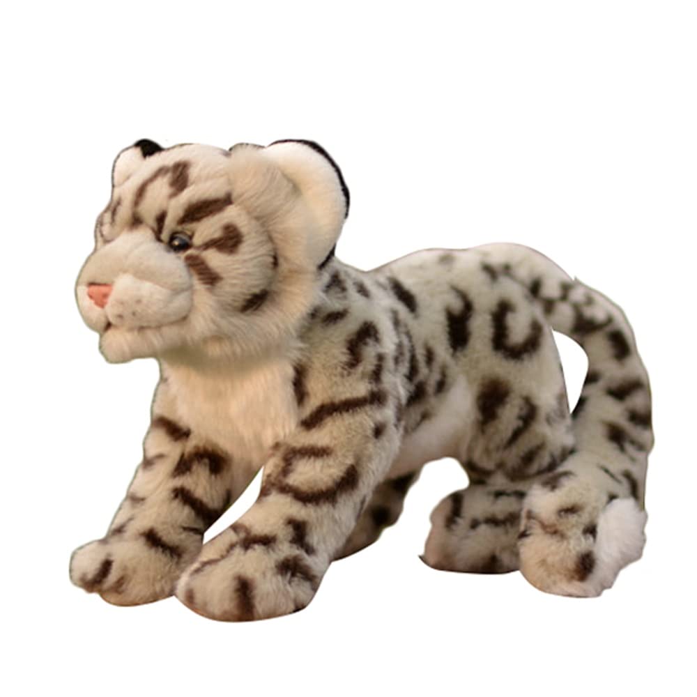 DANAIM Realistisches Schneeleoparden-Plüschtier, 11,8 Zoll Wolkenleopard-Wildtierpuppe, Schneeleoparden-Plüsch-Umarmungsspielzeug, Geschenke for Kinder, Geburtstag, Weihnachten