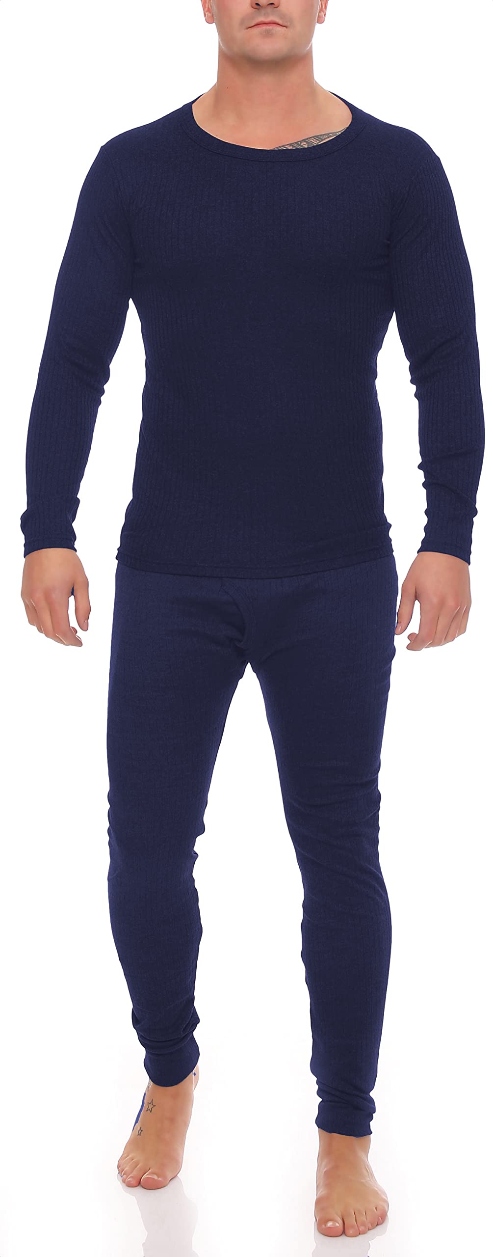 1 Langes Set Herren Thermo Unterwäsche Gr. 7 marine lange unterhosen männer lange männerunterwäsche thermo unterhose lang set 100 100% Baumwolle günstige preiswerte blau günstig preiswert billig Mann