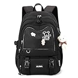 SHUIZONG Rucksack Studenten Kinder Schultaschen Für Mädchen Große Schultasche Kawaii Grundschule School Boit Bag Schule Rarkpack Kinder Wasgerforte Trave Rarkpacke-Black