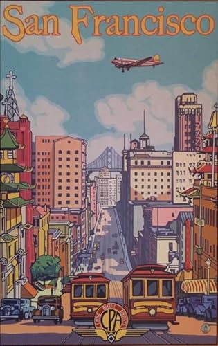 HfmQuisutron Holzpuzzle 1000 Teile San Francisco Vintage Travel Poster für Erwachsene Kinder Spiele Lernspielzeug Geschenk Fy136Kq