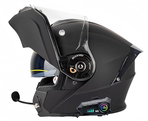 Bluetooth Modulare Motorradhelme ECE-Geprüft Modular Mit Doppelvisier Integralhelm Motorradhelm Herren Damen Rollerhelm Integralhelm Doppeltes Antibeschlagvisier C,L59-60CM