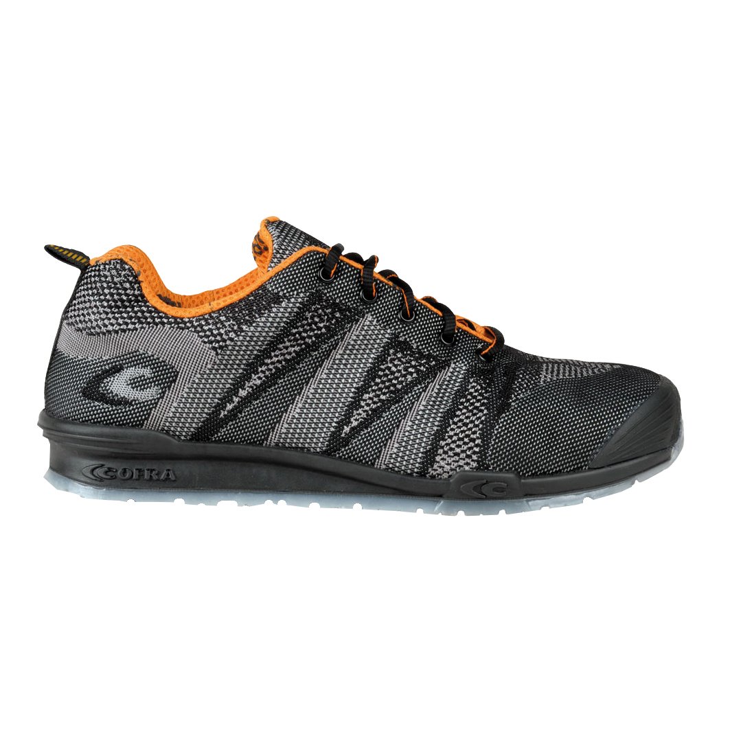 Cofra 78800-002.W37 FLUENT BLACK/ORANGE S1 P SRC Sicherheitsschuhe, Schwarz/Grau/Orange, Größe 37