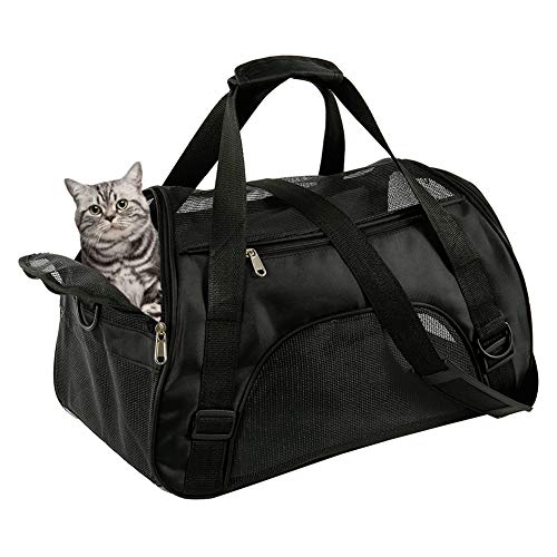 Rysmliuhan Shop Katzentransporttasche Hundetasche Flugzeug Handgepäck Haustierträger für Hunde Hundeträger Handtasche Hundeträger für mittlere Hunde Black,l