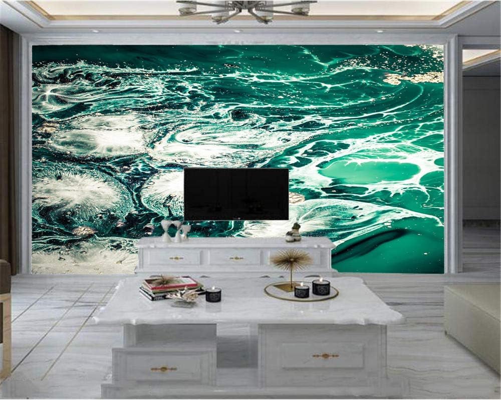 Abstrakte Grüne Welle 3D Tapete Poster Restaurant Schlafzimmer Wohnzimmer Sofa TV Dekorative Wand-250cm×170cm