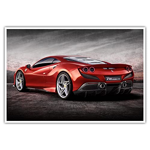 Ferrari F8 Tributo - Poster - Wandbild Bild Supersportwagen Auto wallart wandkunst modern (100 x 70 cm, Poster, Ferrari F8 Tributo B)